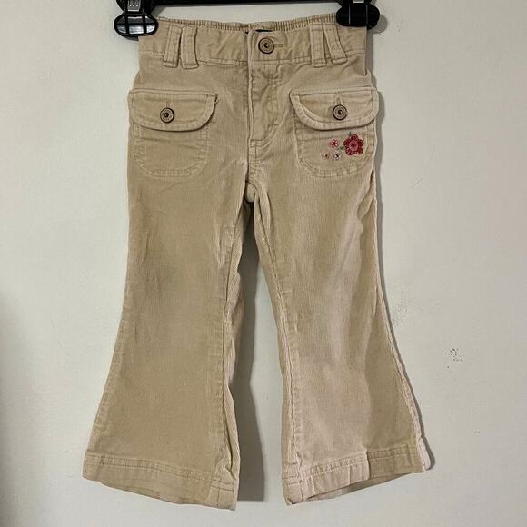 OshKosh B'Gosh Girls Vintage Tan Floral Corduroy Flared Pants Size 2T - Picture 1 of 11